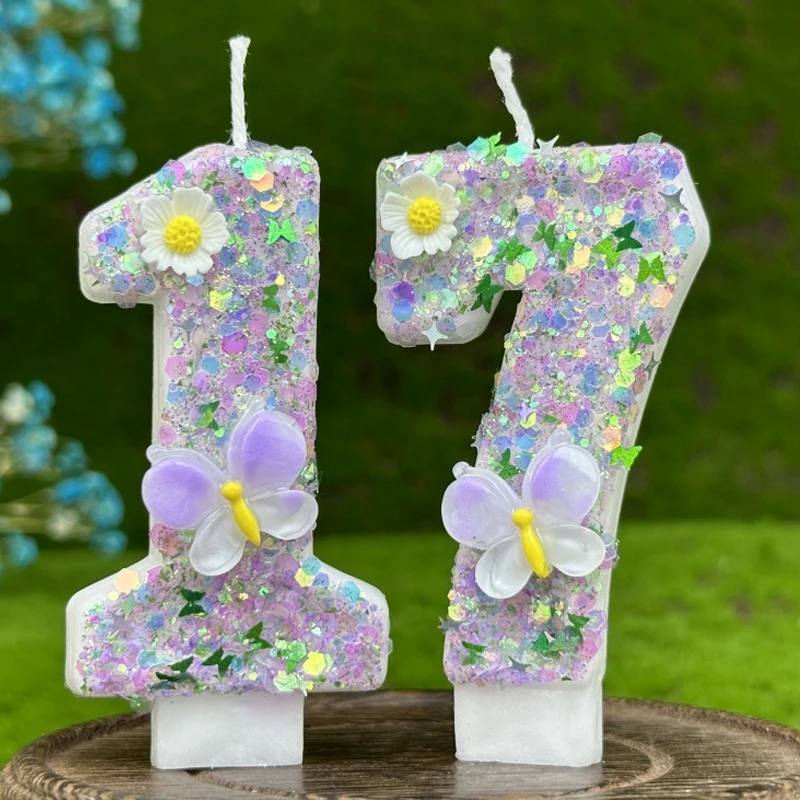 Sparklers Birthday Candle 0-9 Number Digital Candles Butterfly Cake Topper Birthday Memorial Day Party Decoration Baby Shower