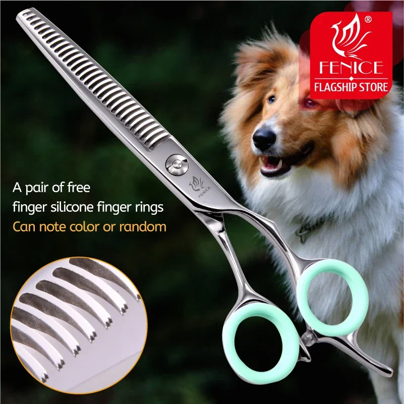 

Fenice Professional Japan 440c 6.5/7.0 inch pet dog grooming thinning scissors toothed blade shears thinning rate about 35%