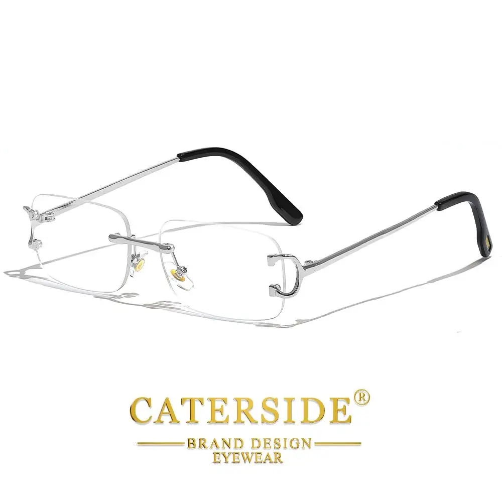 CATERSIDE Herren-Sonnenbrille ohne Rand, kleiner Rahmen, Markendesign, Metall, modische Sonnenbrille, Damen-Dekoration, Outdoor-Brille, UV400 – Detail 14