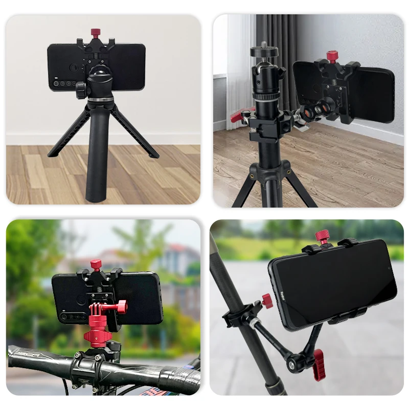 Bicycle Phone Mount - Aluminum Alloy Motorcycle & Bike Phone Holder with 360 Rotation for iPhone Pro Max Mini X XR Xs 8 Plus