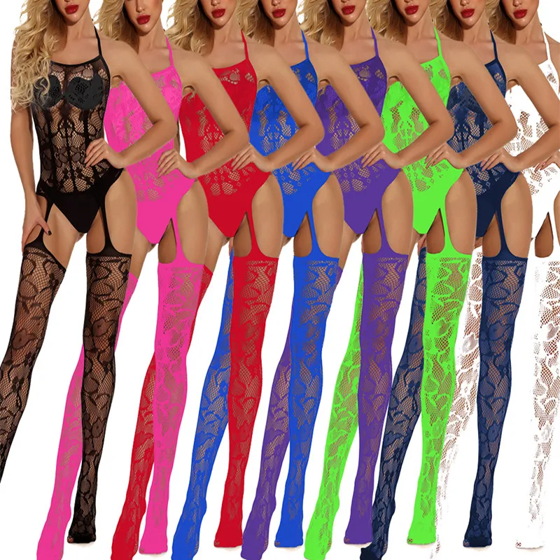 Ladies Bodystockings Women\'s Underwear Sexy Open Crotch Catsuit Bodysuit Mesh Fishnet Tights Erotic Lingerie Sleepwear Jumpsuit