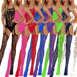 Ladies Bodystockings Women's Underwear Sexy Open Crotch Catsuit Bodysuit Mesh Fishnet Tights Erotic Lingerie Sleepwear Jumpsuit