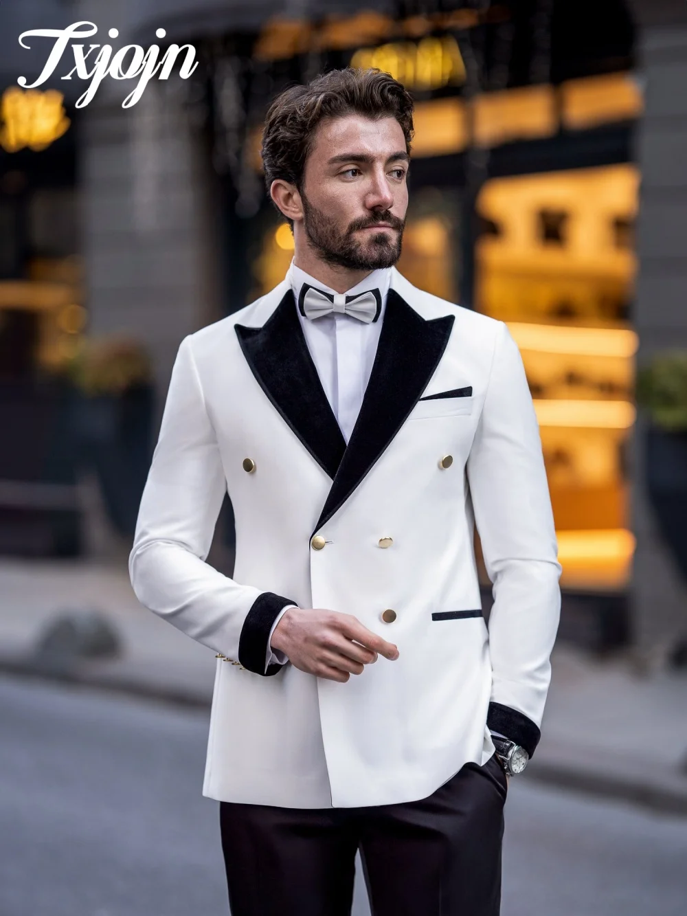 Classic Arrow Lapel Men Suit Set 2 PCS Formal Men's Tuxedos Suit Elegant Double Breasted Office Suit Men For Groom Suit Customiz