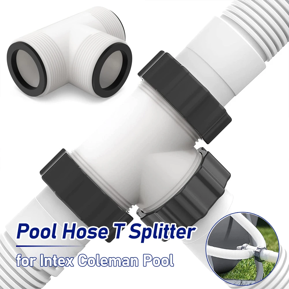 Pool Hose Extender with 3 L Rings Pool Pump Hose Tee T-Joint Connector Above Ground Pool Hose Connector for Intex Coleman Pool