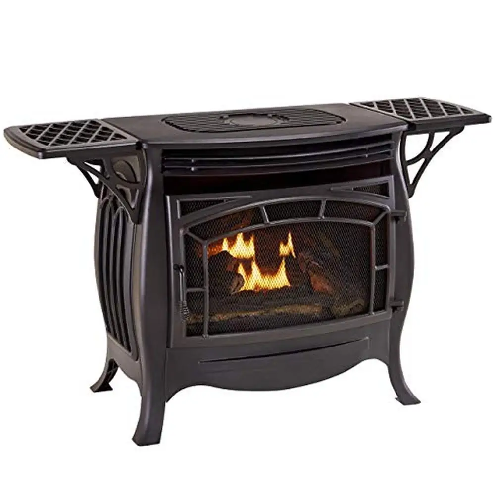 Vent Free Gas Stove Dual Fuel Blue Flame Heater 26,000 BTU Remote Control 1,200 sq.ft. Area Energy Efficient Safe Logs Kit