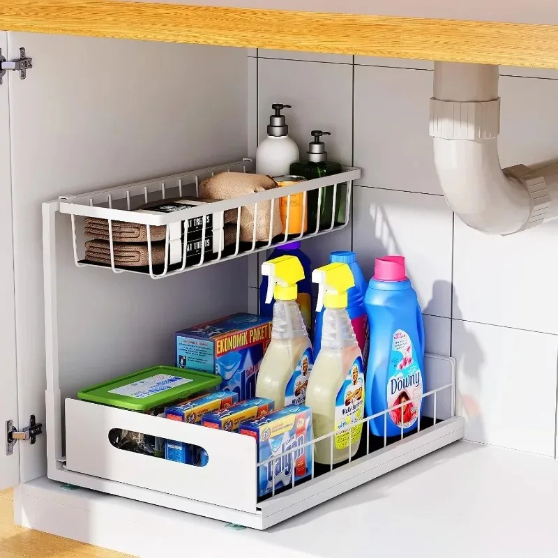 

Kitchen Pull-out Sink Shelf Cabinet Countertop Kitchenware Seasoning Storage Rack