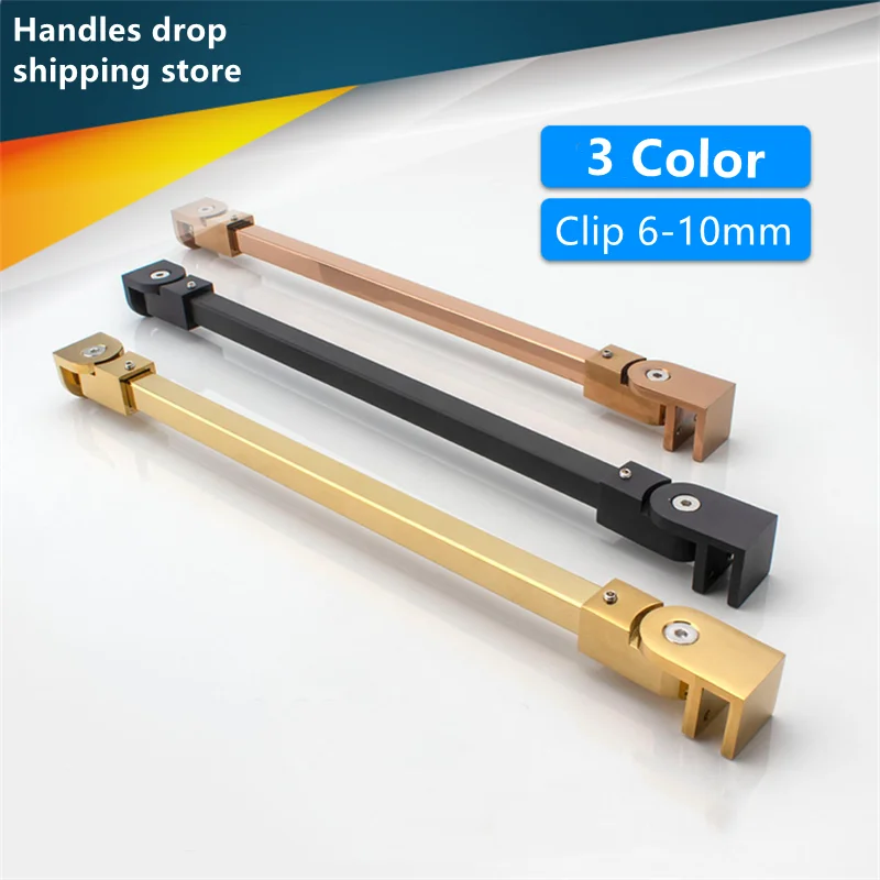 

Rose Gold Shower Installation Kits Shower Glass Clamp Bracket Glass Door Handle Hinge Enclosure Glass Panel Support Bar