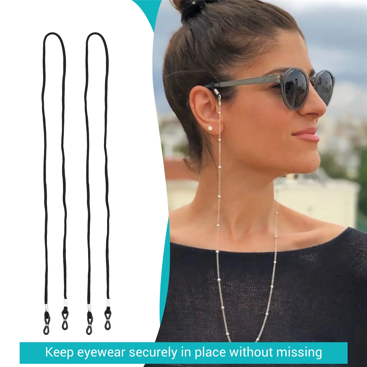 

12pcs Nylon Eyeglass/Spectacle/Sunglass/Eyewear Cord Holder Neck String---Black G