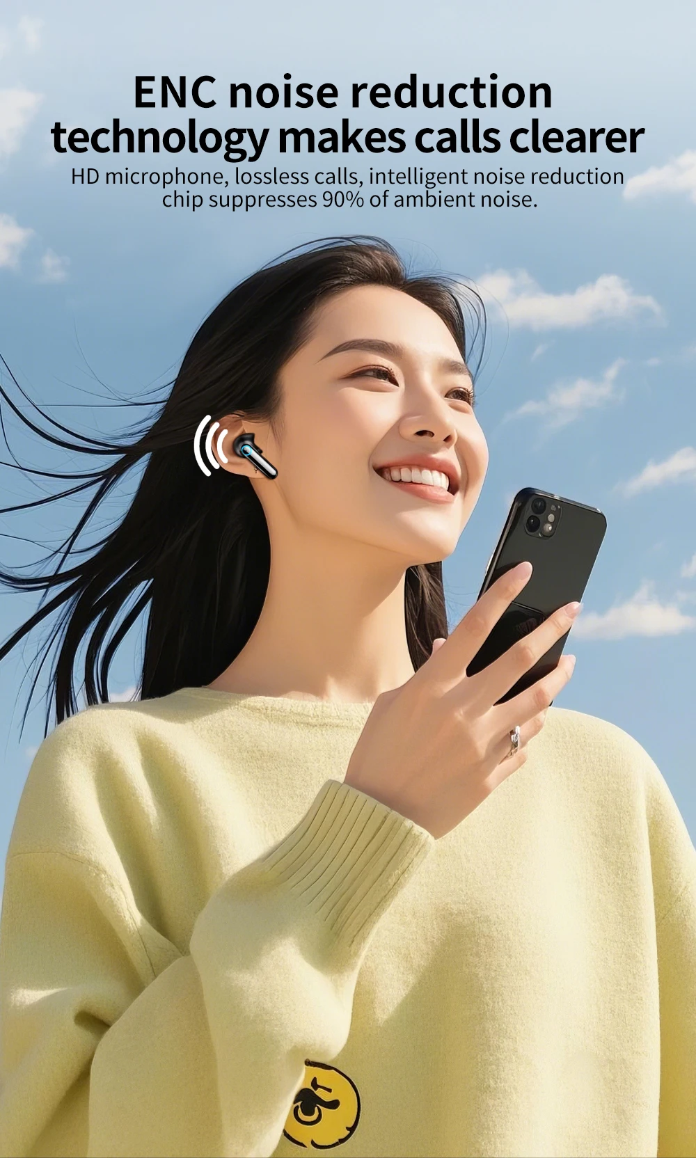 2025 B-BLAST Factory Store i69 سماعات بلوتوث ENC سماعات أذن ستيريو لاسلكية حقيقية تعمل باللمس ENC سماعات أذن i69 TWS