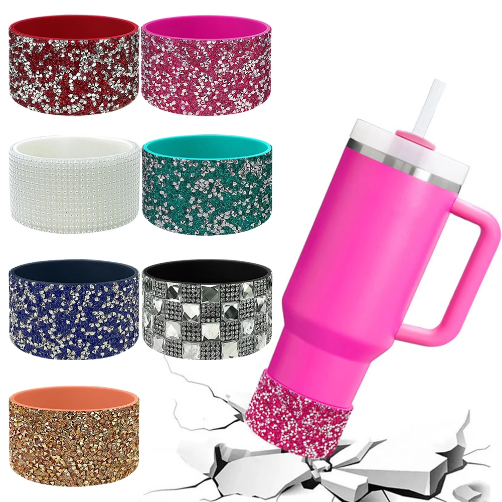 Diamond Glitter Silicone Boot Wear Resistant Bottom Cover Anti-Slip Water Bottle Boot Sleeve for Stanley 40oz Cup Accessories