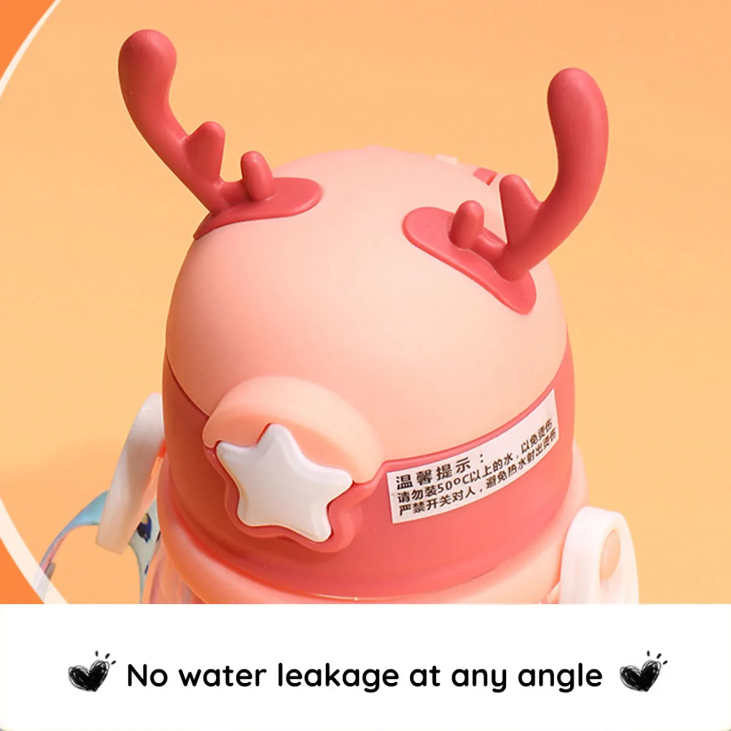 1 stks Cartoon gewei stro cup kinderen water cup 600 ml grote capaciteit outdoor sport water cup met riem kerstcadeau