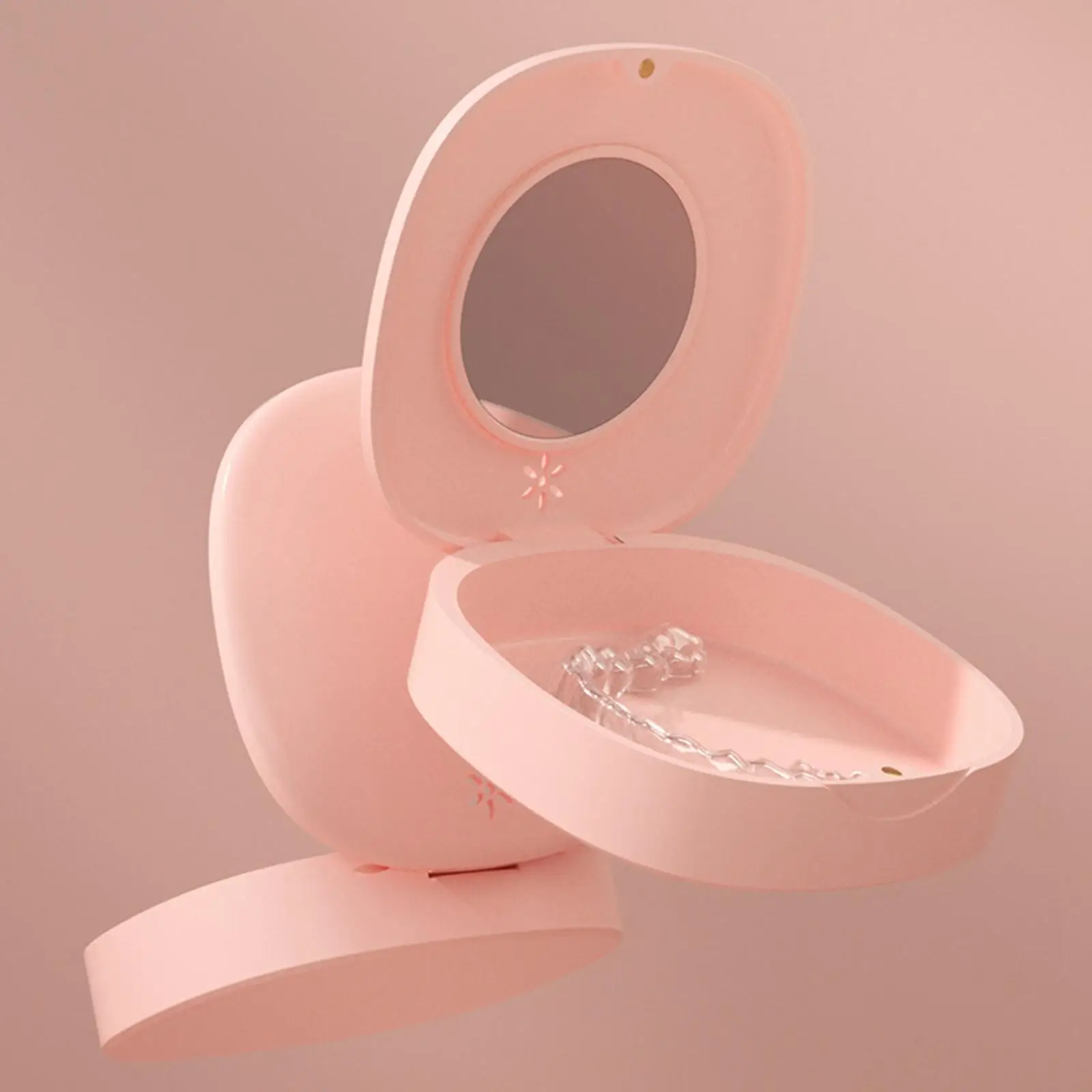 with Mirror Storage Box Mouth Guard Container Soak Cup Bath Box Washable Dustproof Mouthguard Holder for Camping home