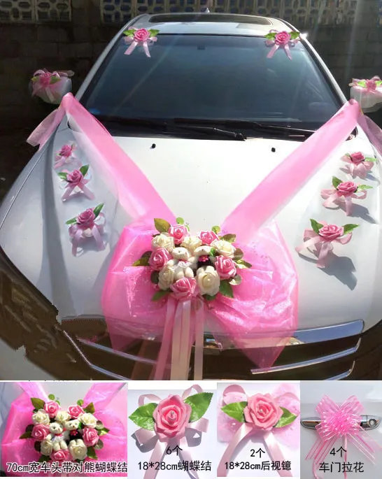 Artificial Flower Wedding Car FakeFlowers Decoration Accessory Weddding Engagement Car Decorative Simulation Rose Flowers