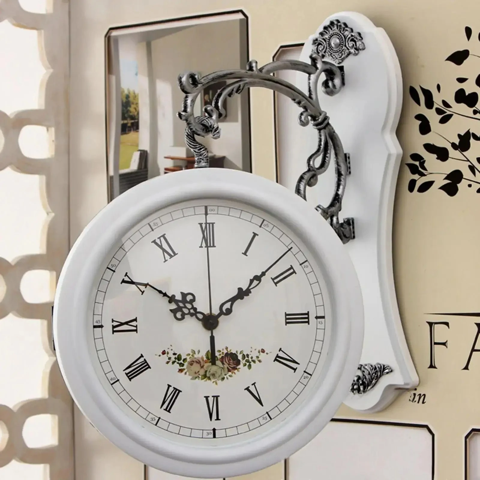 Double-Sided Wall Clock European Style Creative Pastoral Two-Sided Personality Fashion Modern Simple Wall Watch