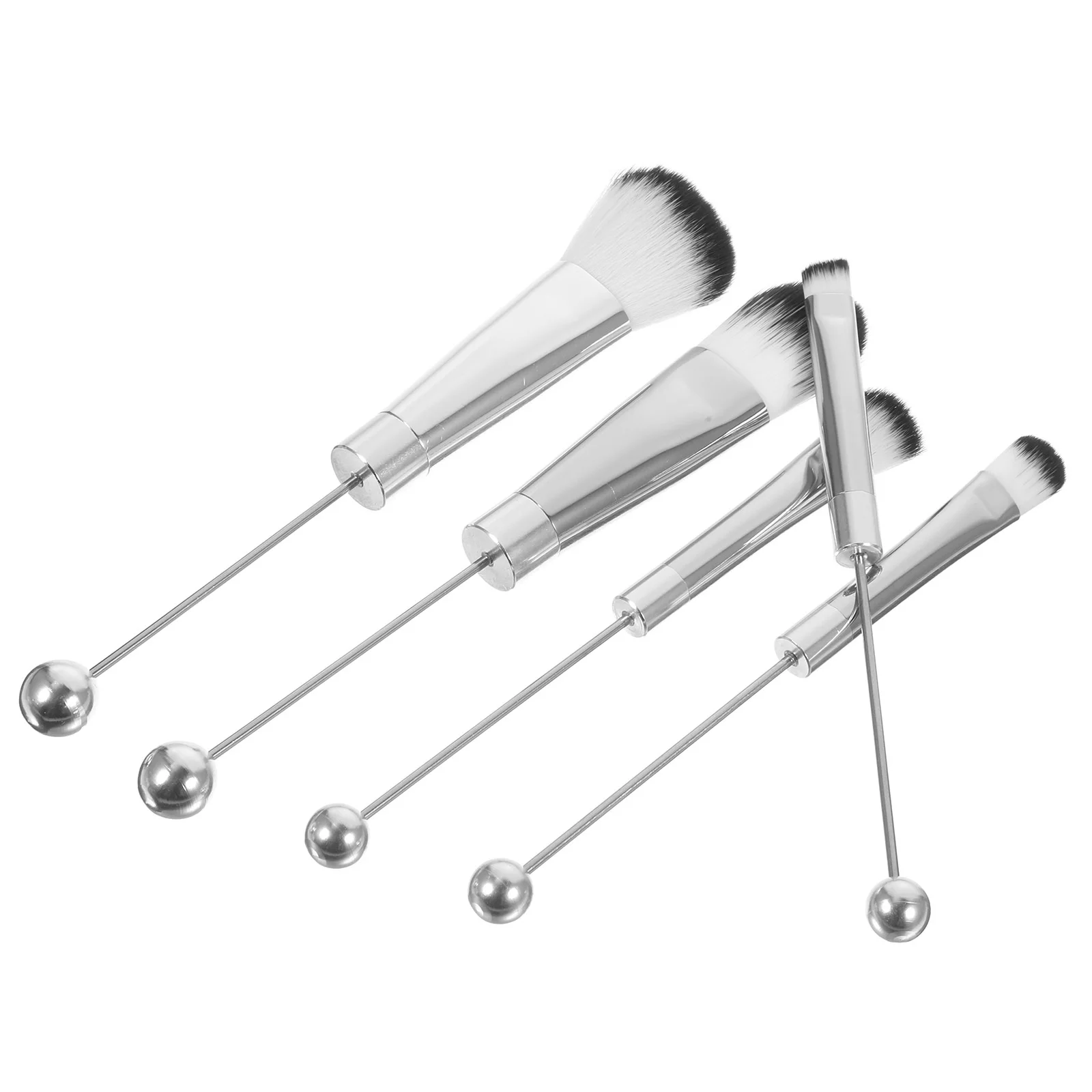 Set di pennelli per trucco da 5 pezzi, piccolo, leggero, facile da impugnare, manico in metallo, setole fini per tutti i tipi di pelle, kit di strumenti di bellezza per donna