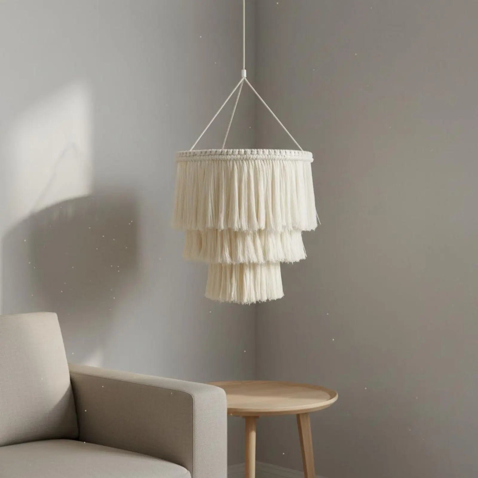 

Woven Tassel Lampshade Handwoven Macrame Lampshade Macrame Lamp Shade Cotton Rope Material Bohemian Luminous Effect Shade