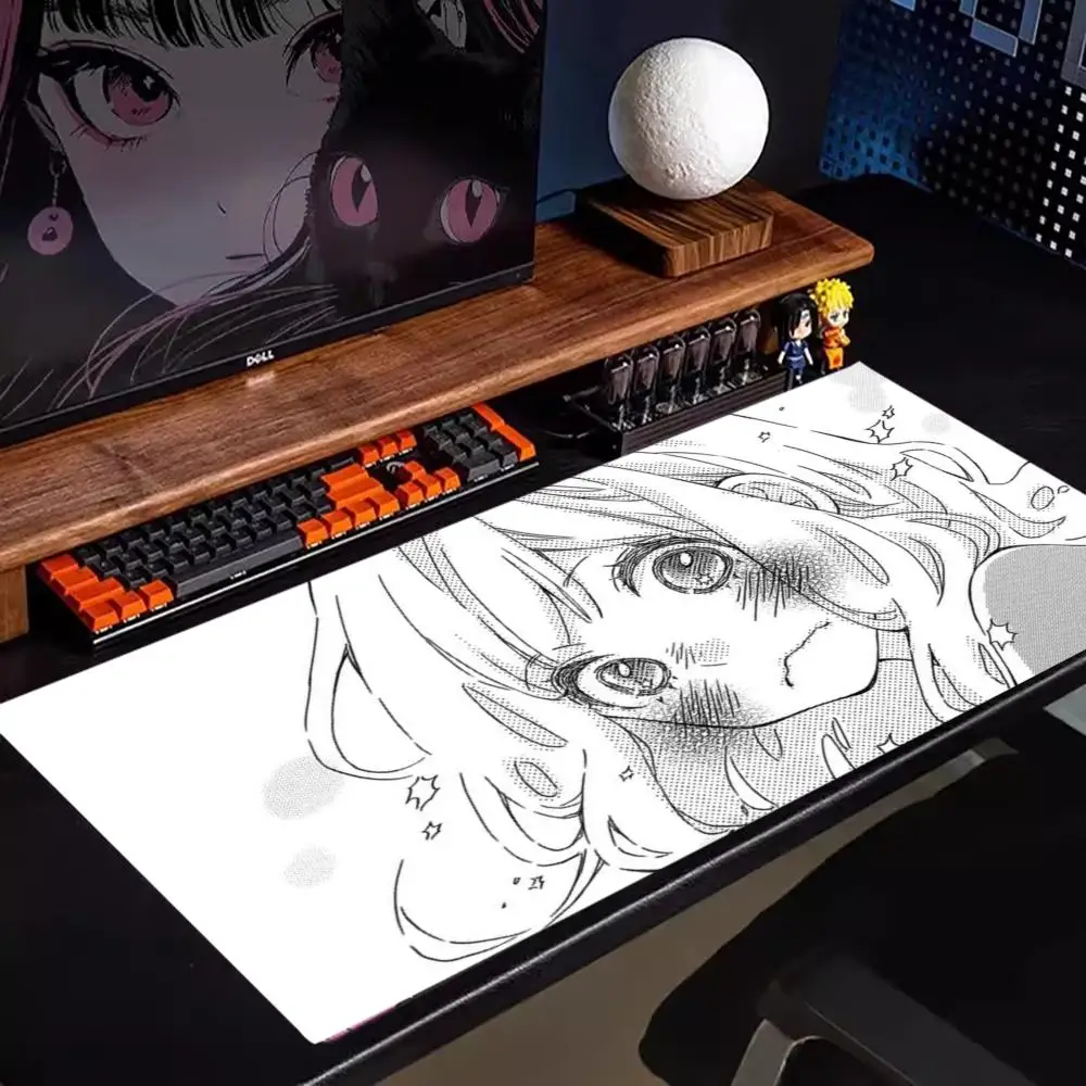 Smiling Sweet Girl Esports Desk Mat Fresh Manga Style Large Size Non-Slip Wear-Resistant Desk Mat for Office Study Gaming