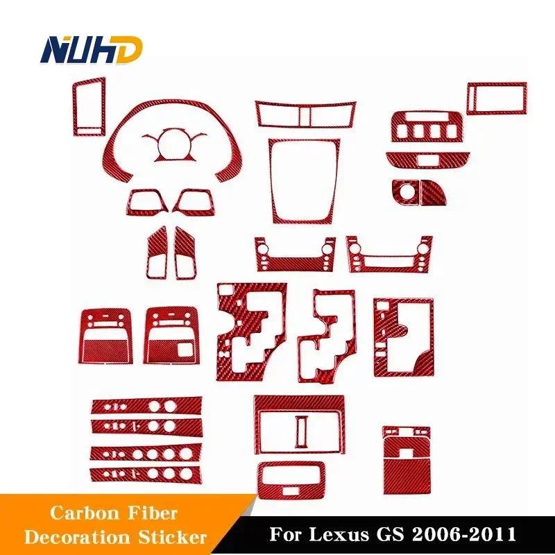

Для Lexus GS 2006-2011 красная защитная нашивка для салона автомобиля из углеродного волокна, декоративные наклейки для всех автомобилей, аксессуары для отделки