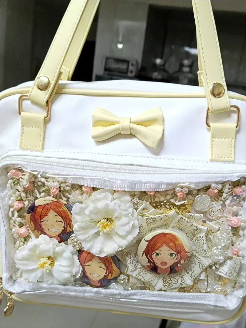 Borsa Ita con fiocco uniforme dolce nuove borse a tracolla trasparenti di grande capacità borse a tracolla Lolita per ragazze adolescenti borsa