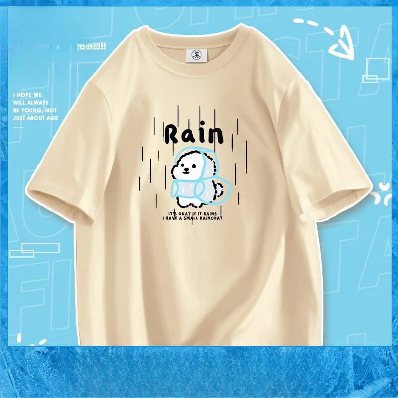 

2025 дождевая одежда для щенков, милая одежда для пар, мужская и женская повседневная многоцветная дышащая короткая футболка для работников мигрантов, женская