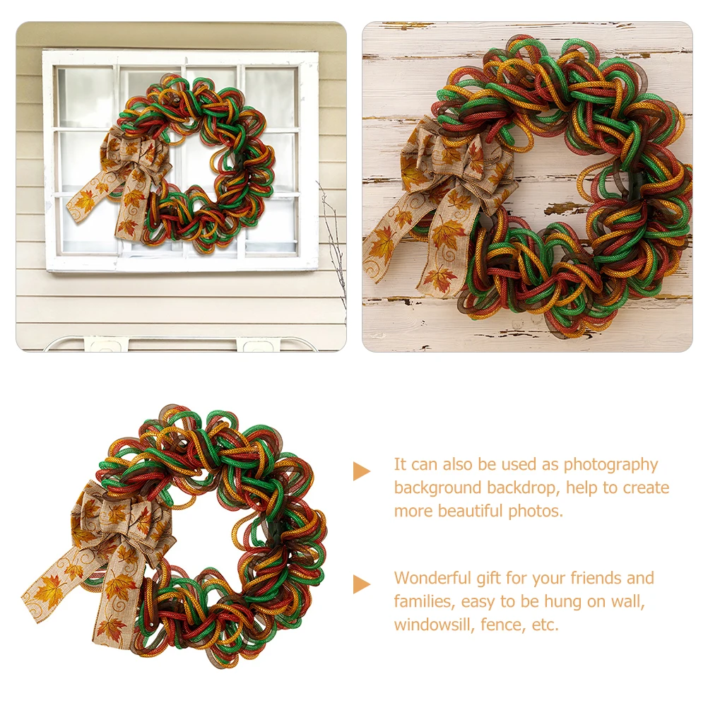 

Maple Wreath Flower Garland Door Front Fall Outdoor Artificial Thanksgiving Decorations Silk Cloth Wreaths for Office