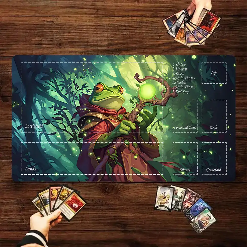 

Magic card playmat with zone mtg Playmat magic wand and frog Desk Mat gamer keypad expansion gaming mouse pad rubber anti-slip
