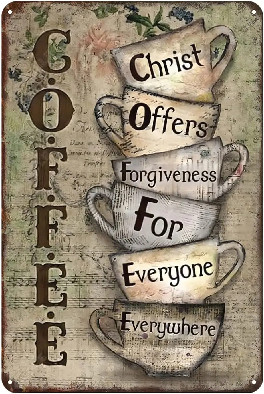 Aenaon Coffee Lover Christ Offers Forgiveness for Everyone Everywhere Metal Sign Tin Signs Wall Decoration Bar Pub Family Cafe S