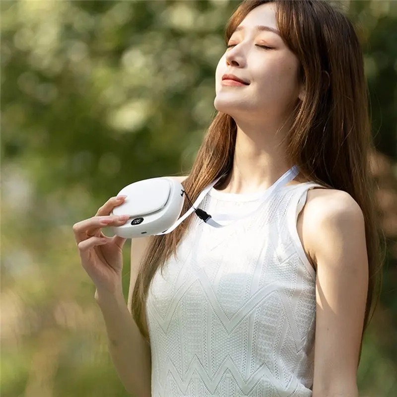 BABZ Portable Mini Hanging Neck Fan Rechargeable 5 Speed Adjustable Waist Clip Fan Personal Small Fan Outdoor