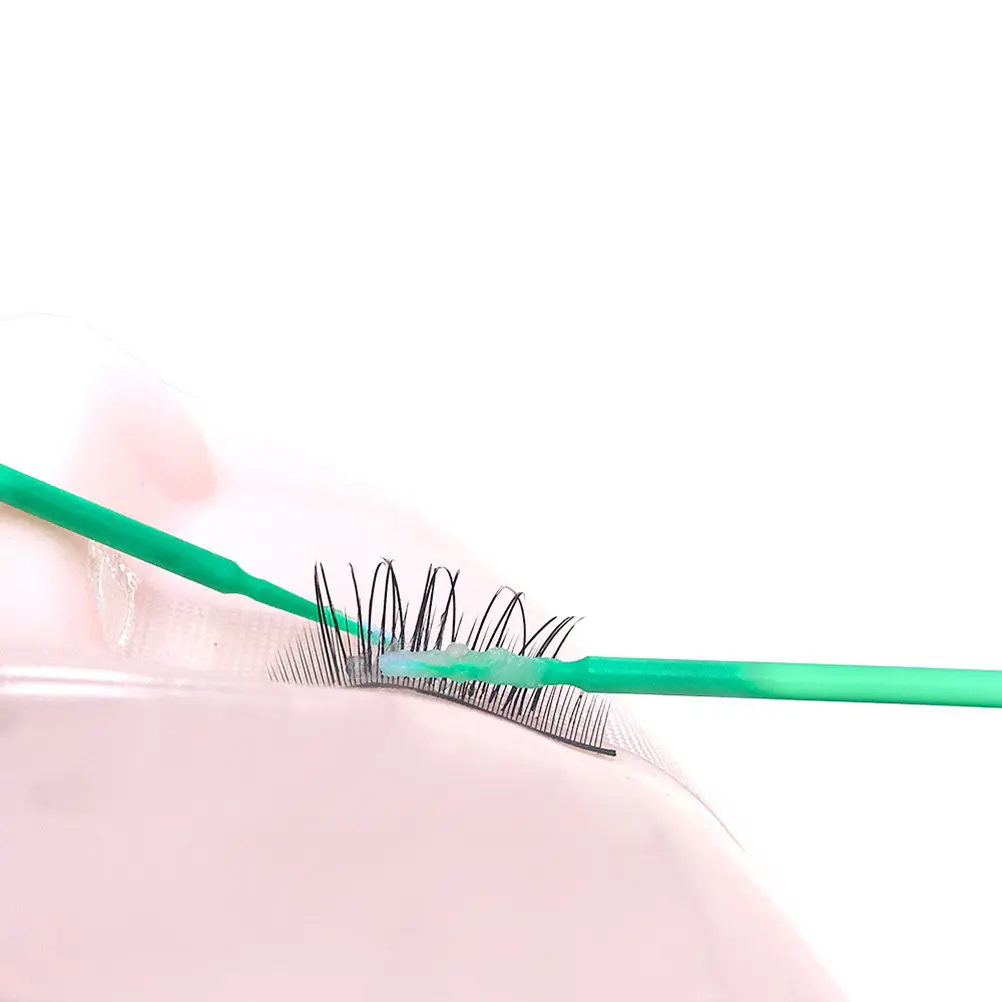 100Pcs Eyelash Cotton Swabs Disposable Micro Applicator Brushes Size L Dark Green Precise Extension Removal Makeup Tools