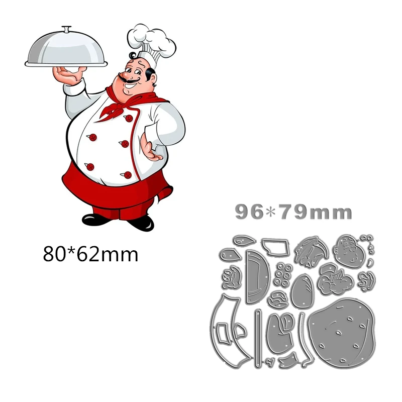 

New Cartoon Cook Chef Metal Cutting Dies Food Party Summer Children Birthday family Card Craft No Christmas Stamp Scrapbooking