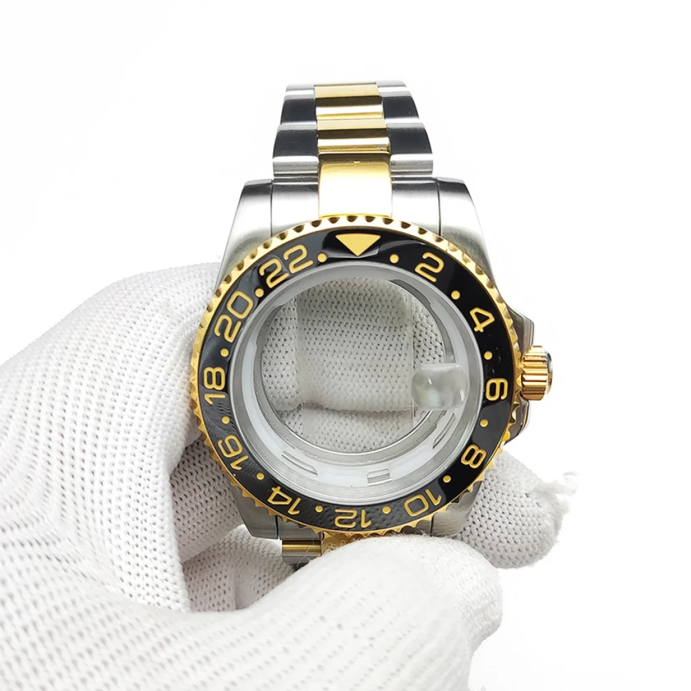 40mm Stainless Steel Watch Case Strap Set Replacement Mineral Glass Case NH35 for 8215/NH35/NH36 Movement Watch Shell + Bracelet