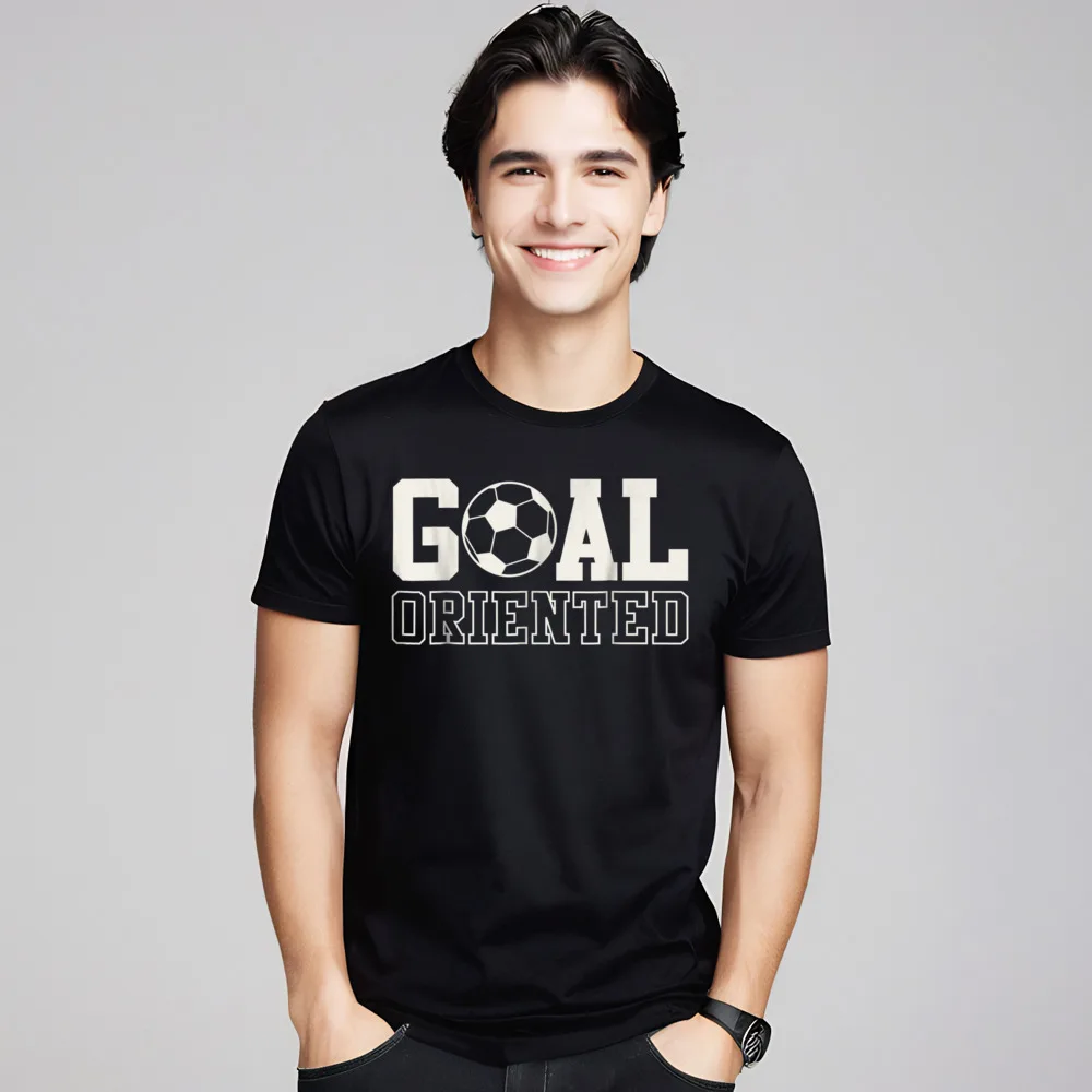 Goal Oriented Soccer Ball Graphic Funny Short Sleeve Tees Christmas O-Neck Premium Cotton Mens T-Shirt Funny Tee-Shirt Classic