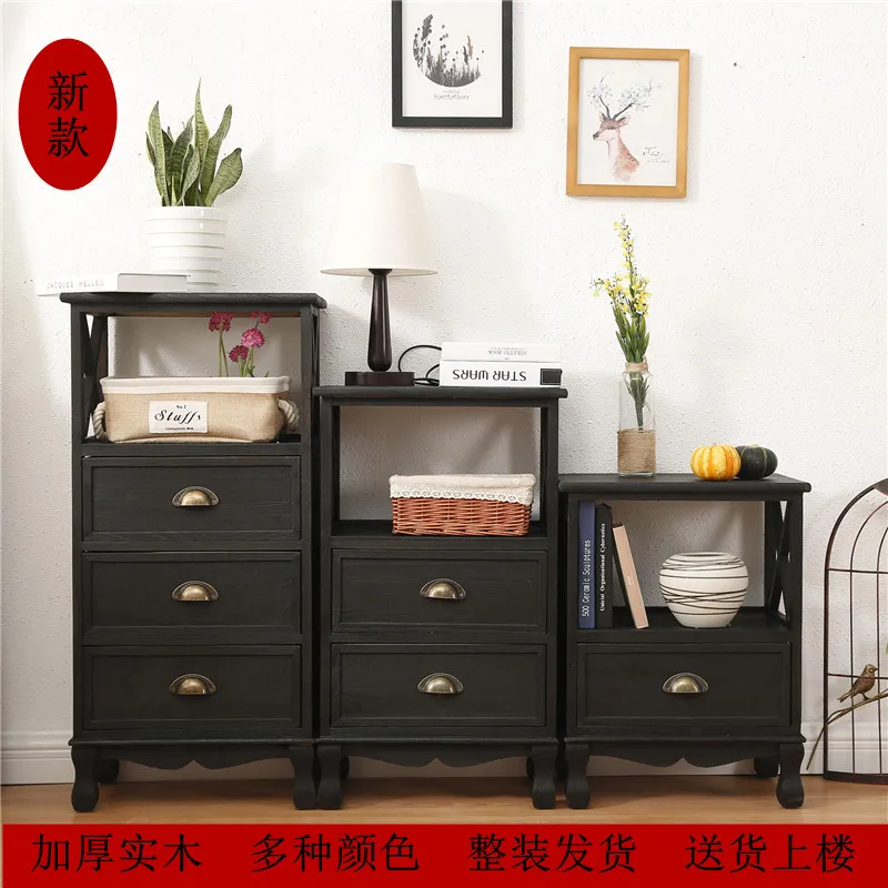 Vintage Nordic Wooden Sideboard, Bedroom Storage Cabinet with Drawers, Living Room Corner Storage Unit - Classic Home Furniture