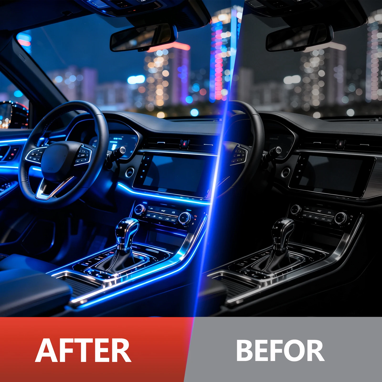 3m/4m/8m Auto-Ambientebeleuchtung LED-Innenraumleiste USB mit RGB 16 Millionen Farben Glasfaser-Neon-Dekorationslampe – Detail 3