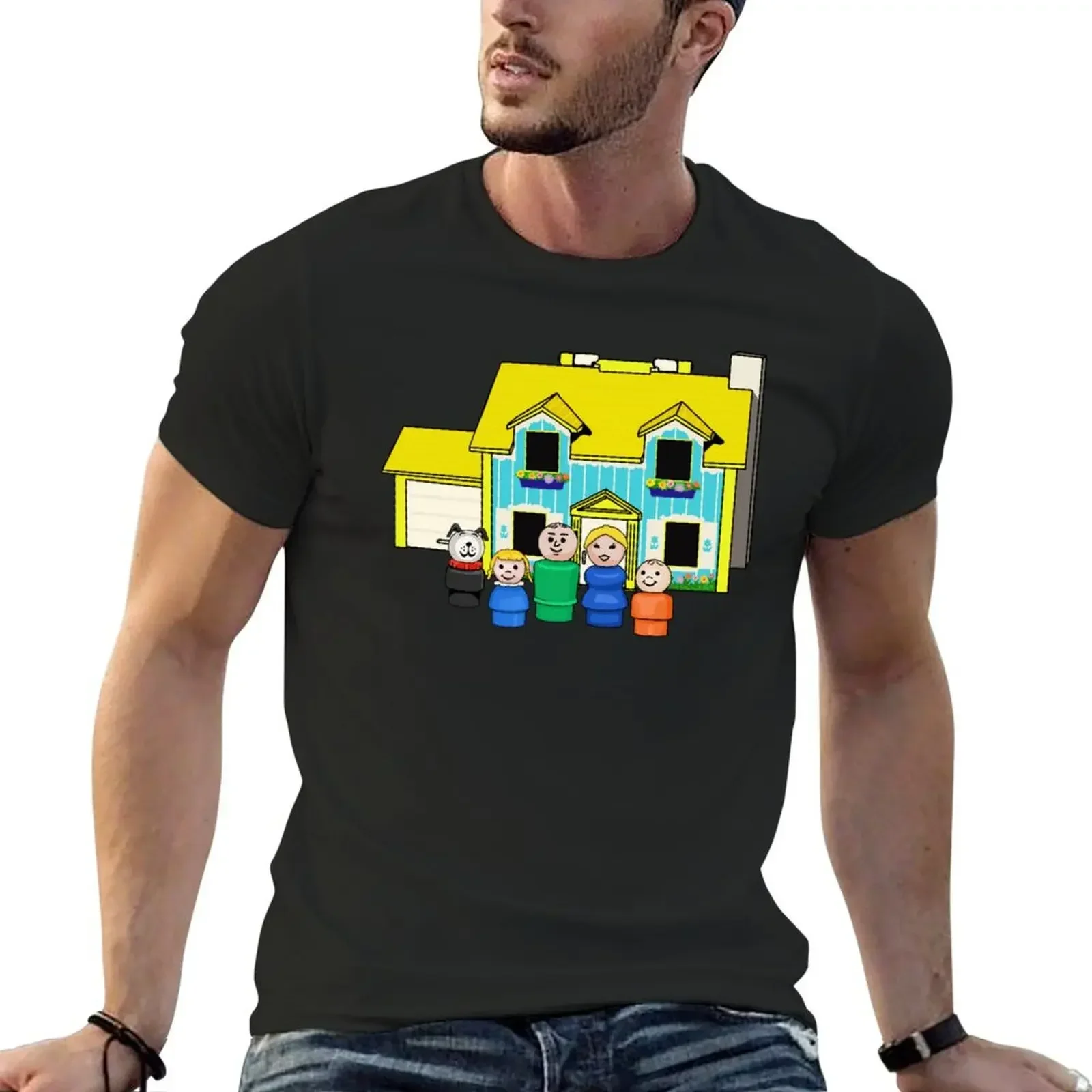 Fisher Price Little People Family With Yellow House T-Shirt vintage anime shirt summer top men t shirts high quality