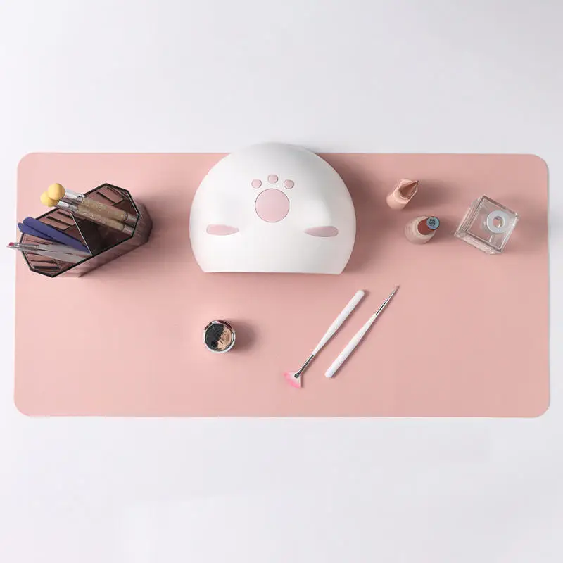 

Складной коврик для маникюра из искусственной кожи, розовый, для студии, с подставкой для рук, водонепроницаемый, легко чистится, инструменты для маникюра