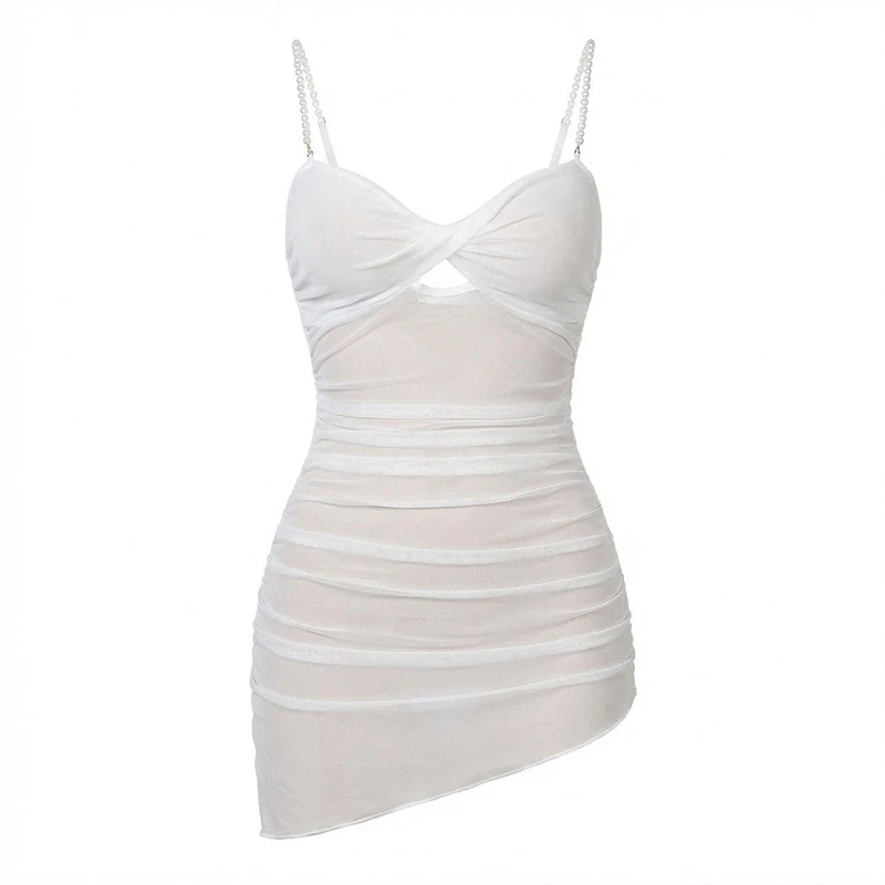 

Простое сексуальное прозрачное сетчатое белье с жемчужными подтяжками, ночная сорочка для женщин, модное платье для клубных вечеринок