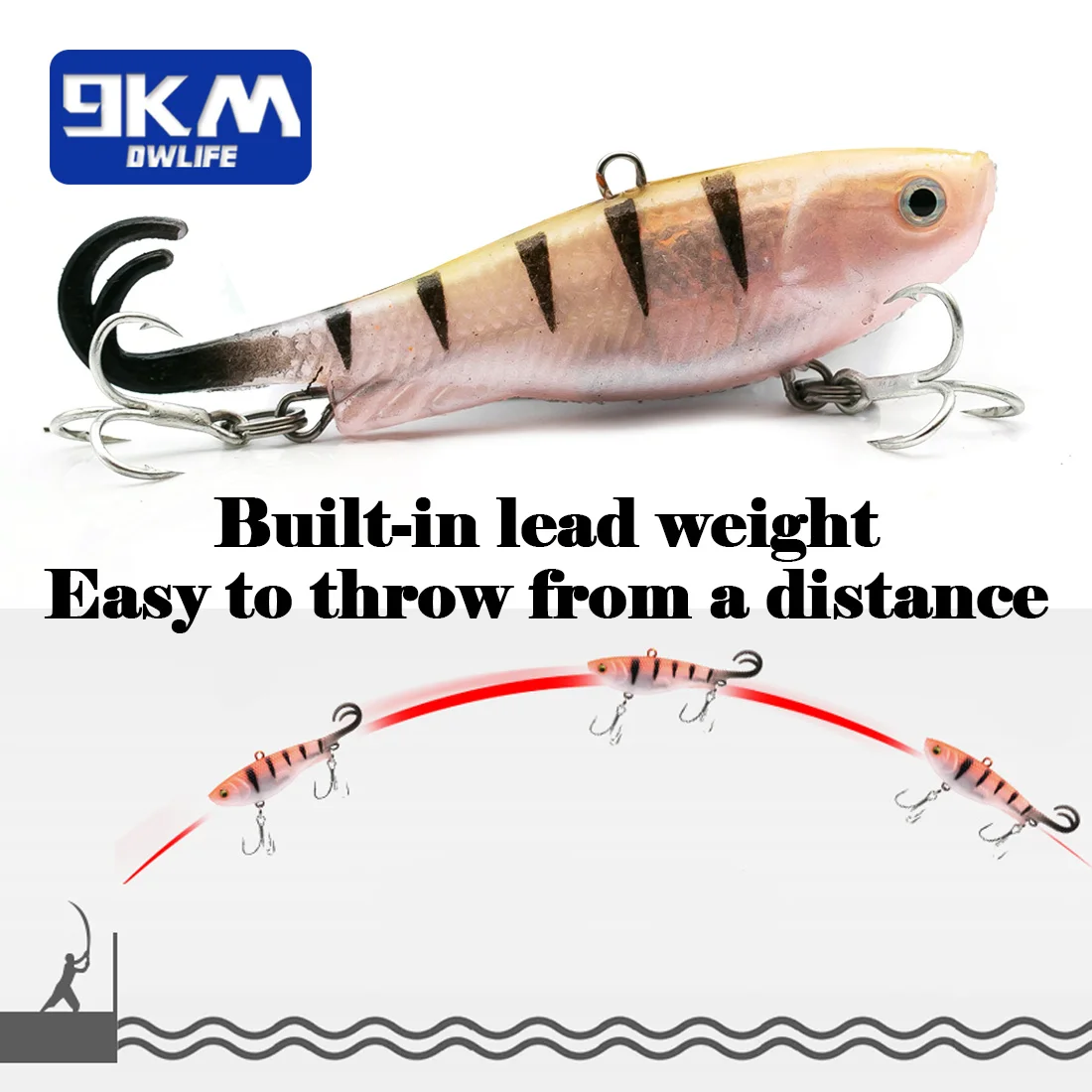 9KM Swimbaits cabezal anzuelos cola dividida triples agua dulce salada