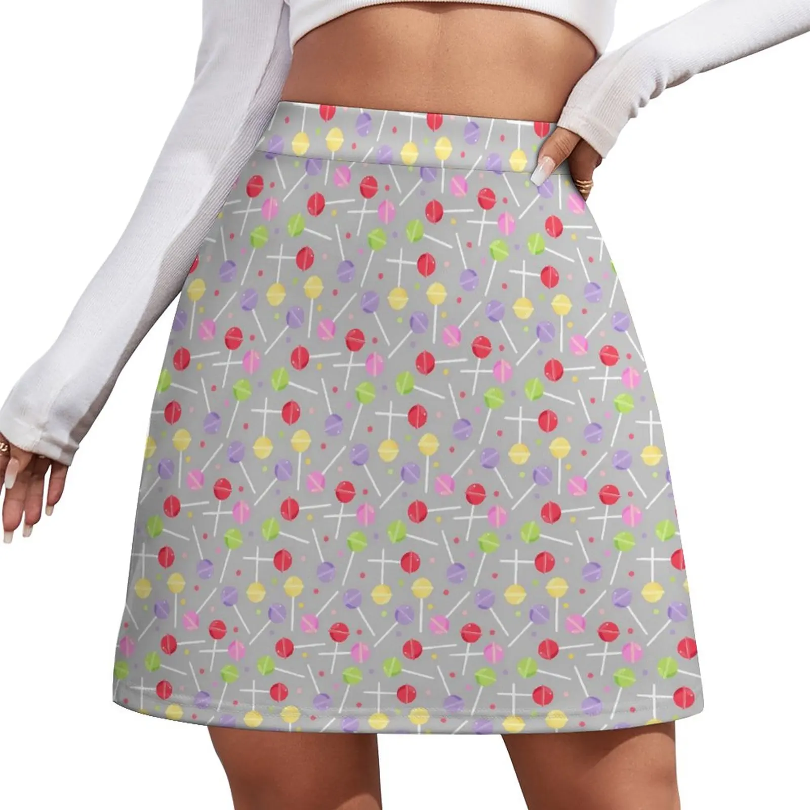 

Colorful Candy Skirt Lollipop Print Vintage Mini Skirts Summer High-waist Graphic Street Fashion Casual Skirt Big Size 3XL 4XL