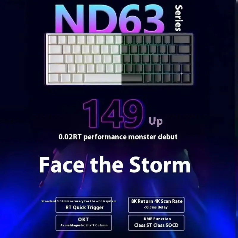 Irok Nd63 Pro Mechanical Keyboard Magnetic Switch Hot Swap Rgb 8k Gamer Keyboard Pc E-Sports Customized Gaming Accessories Gifts