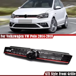 GTI Style Honeycomb Mesh Front Grill Racing Grills For Volkswagen VW Polo 2014 2015 2016 2017 2018 Front Bumper Radiator Grille