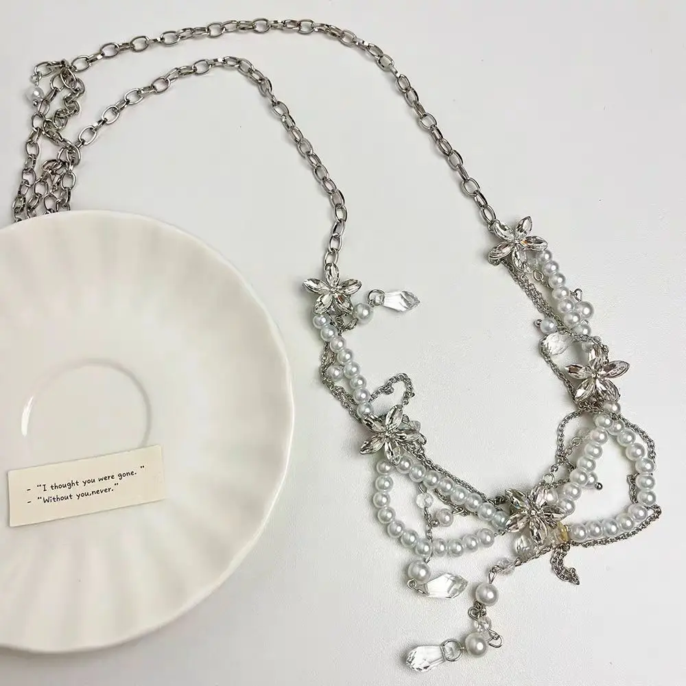 European and American pearl flowers tassels multi-layer waist chain for women light luxury high-end personalized exquisite acces