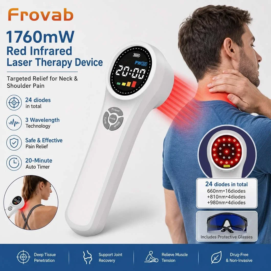 Frovab Cold Laser Therapy Instrument 660+810+980nm Low Level Laser Therapy for Sports Injury Inflammation Tissue Repair