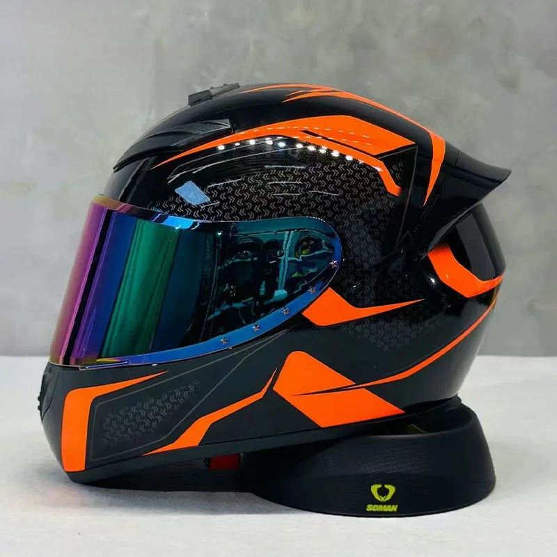 

Autumn and Winter Full Motorcycle Helmet Orange Arrow Helmet Windproof Warm Suitable for Young Men and Women Fashion Appearance
