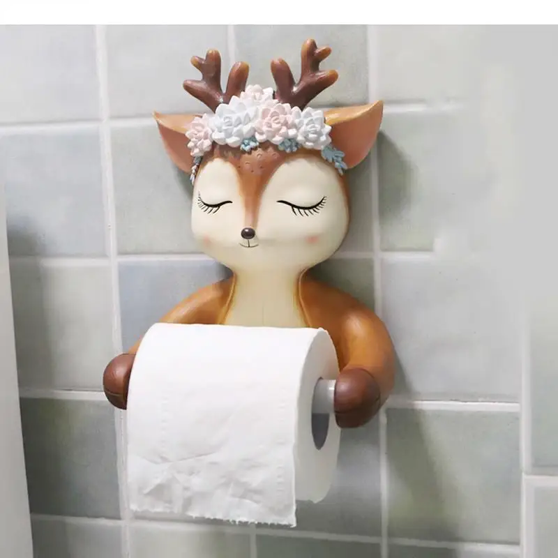 deer Sika wreath Resin bathroom Paper towel holder rack Hanging Punch free Decorative ornaments