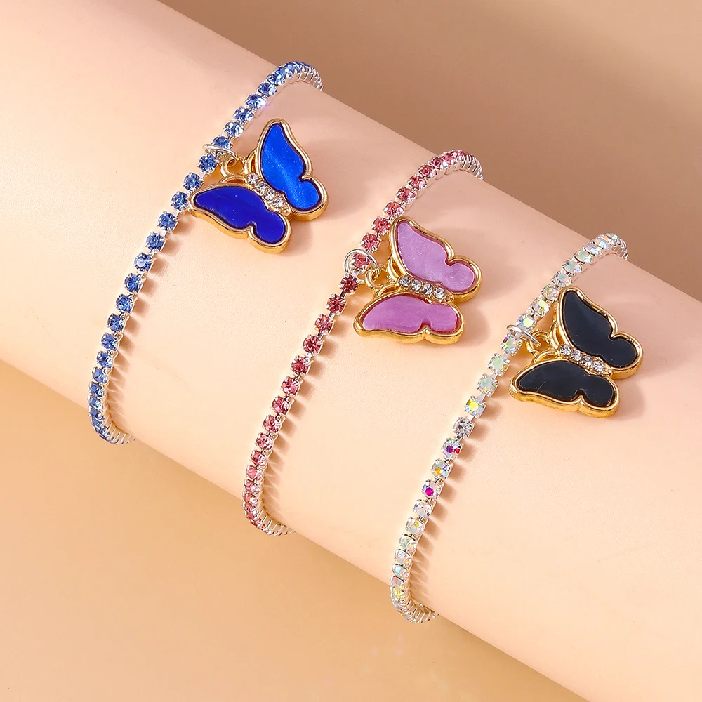 Aihua Neue Glänzende Kubische Tennis-Ketten-Schmetterlings-Armbänder für Frauen Sommer Strand Verstellbare Armbänder Geburtstagsparty-Schmuck – Detail 26