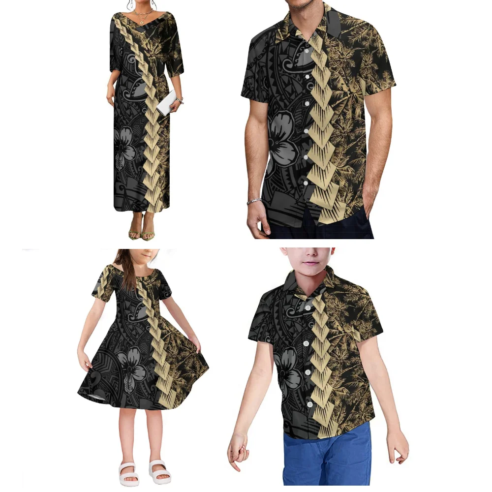 Em 2025, As novas roupas de festa de família personalizadas de verão da Polinésia incluem vestidos de mãe-filha e camisas casuais de pai-filho