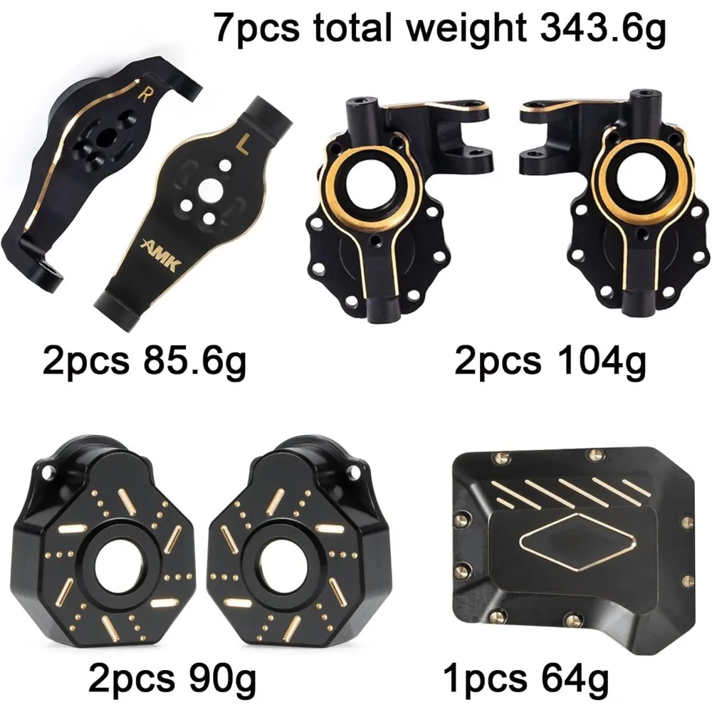 TRX4 Mosiężne piasty C Bloki kółek Osłona mechanizmu różnicowego Mosiężna oś przednia Przeciwwaga do 1/10 RC Crawler TRX6 TRX4 Upgrade Parts (D 4-in-1)