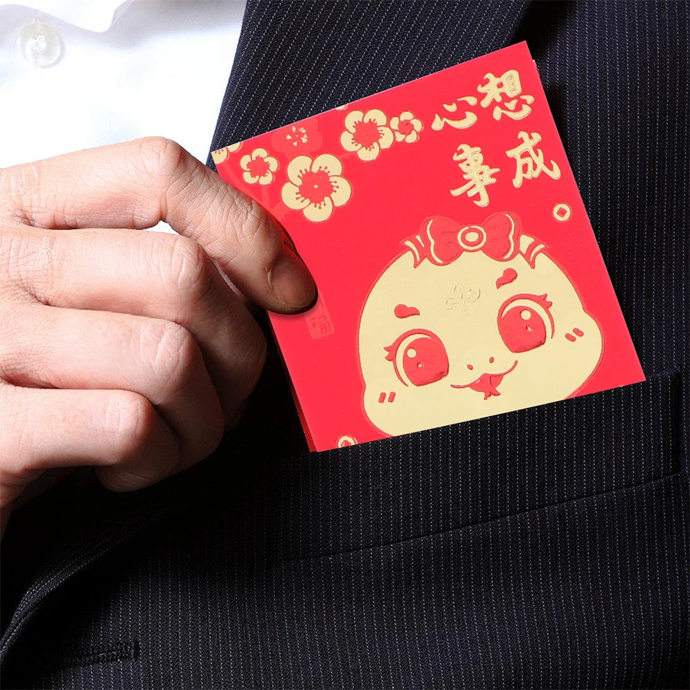 

60 шт., китайские новогодние красные пакеты, змеиный год, мультяшные конверты для денег, фестиваль, свадьба, подарок на день, красный конверт