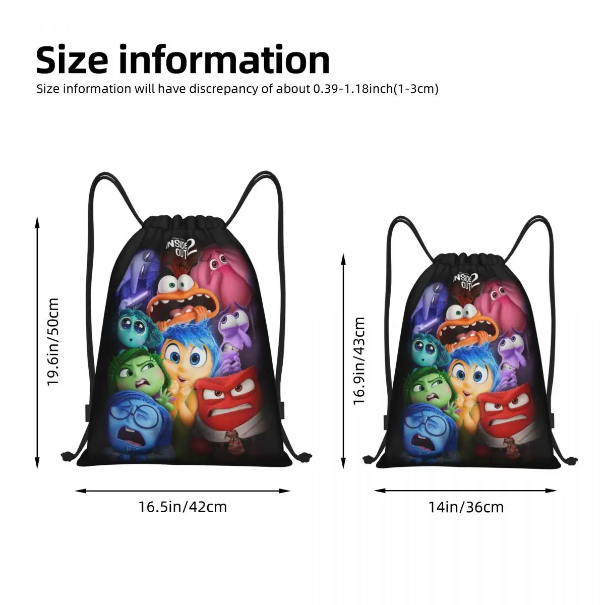 Inside Out Emotions Anger Drawstring Backpack Sports Gym Sackpack Cartoon String Bag for Cycling